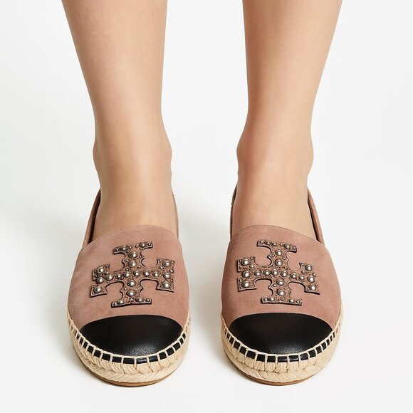 Tory Burch Pearl Logo Espadrille Flats Pink - Picture 1 of 9